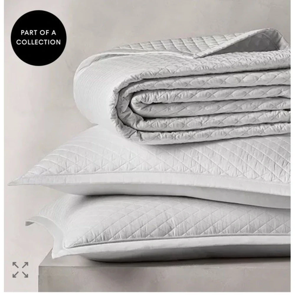 Boll & Branch Reserve Lattice Quilt Set Gray Pewter Full/Queen $599 Retail